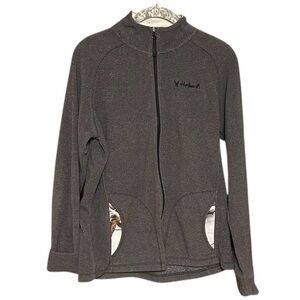 Huntworth Gray Full-Zip Fleece Light Jacket with Camo Accents Size M